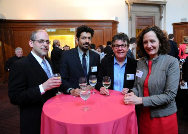 (left to right) Mark Johnson, of the Milwaukee Journal Sentinel (an Explanatory Reporting winner), Siddhartha Mukherjee (General Nonfiction winner), Kay Ryan (Poetry winner) and Kathleen Gallagher of the Milwaukee Journal Sentinel (an Explanatory Reporting winner).