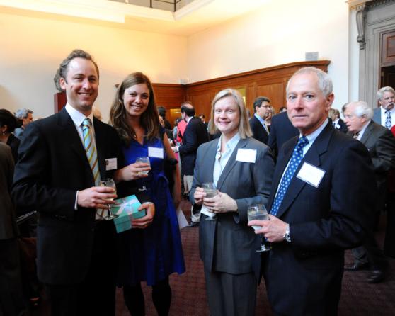 (left to right) Sebastian Smee of the Boston Globe (Criticism winner), Joanne Sadler Smee, Barbara Robins and Jim Robins, of the Columbia University Graduate School of Journalism's Board of Visitors.