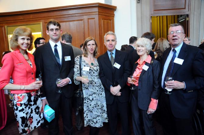 (left to right) Nancy Rago, Joseph Rago, of The Wall Street Journal (Editorial Writing winner), Ellen Barry, of The New York Times (an International Reporting winner), Clifford J. Levy, of The New York Times (an International Reporting winner), Peggy Barry and Bob Barry.