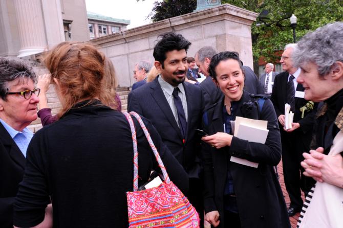 2011 Poetry winner Kay Ryan (left) and 2011 General Nonfiction winner Siddhartha Mukherjee, with Sarah Sze and Susan Muldow.