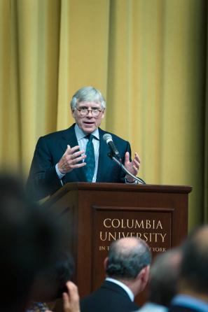 Columbia University President Lee C. Bollinger addresses the crowd before presenting the 2013 Pulitzer Prizes.