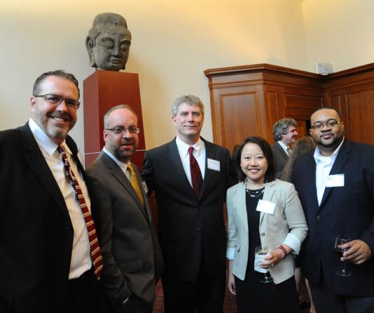 (left to right) Tim Thompson, Jason Marton, Michael James, Katherine Lee and Jamon Smith of the Tuscaloosa News (Breaking News Reporting winner).