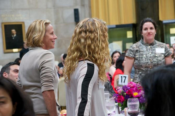 Joseph Pulitzer's descendants (left to right) Victoria Donaldson, Maria Donaldson and Bianca Pulitzer, are acknowledged.