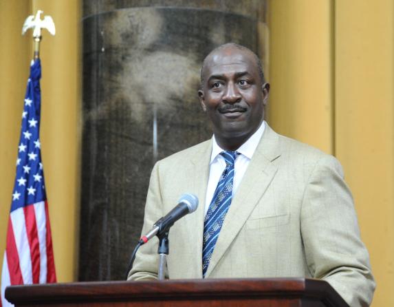 Gregory Moore, Pulitzer Board co-chair and editor of The Denver Post, delivers his welcoming remarks.