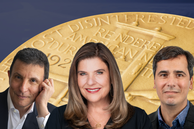 Pulitzer Board members David Remnick (left), Nicole Carroll (center) and Carlos Lozada (right).